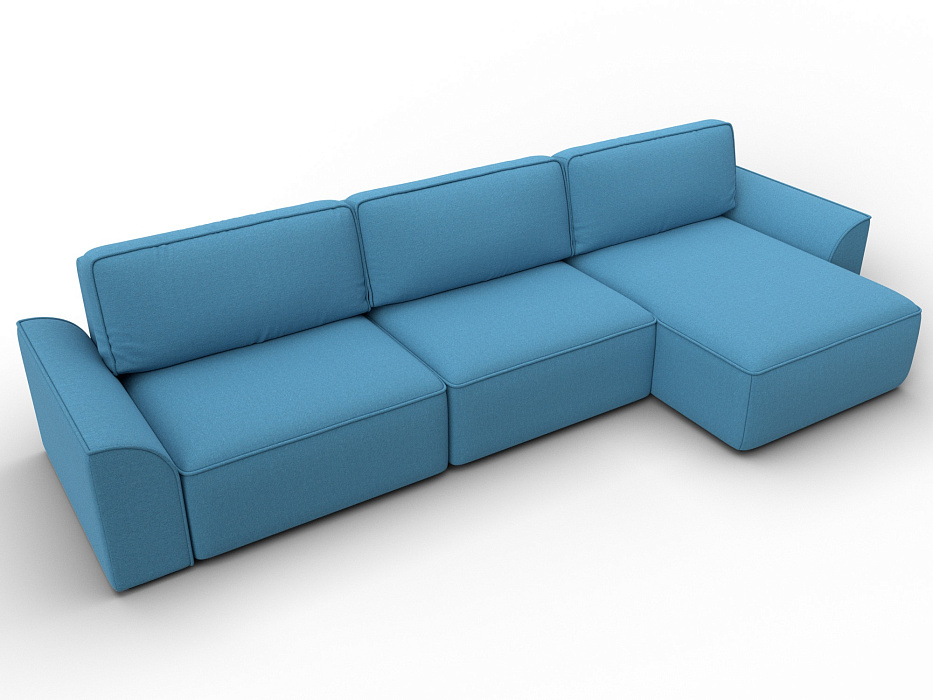 Диван угловой Лига-048 НПБ лонг (амур 10 голубой)