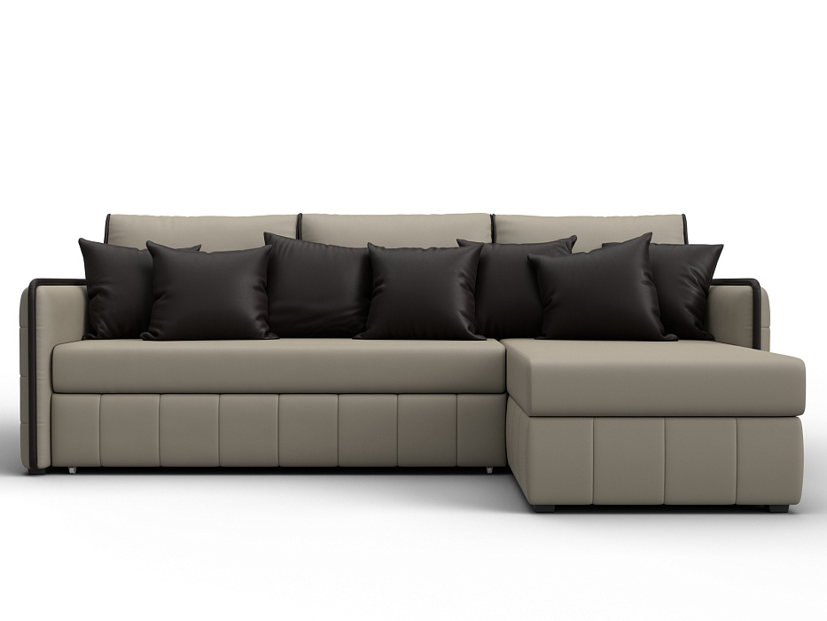 Диван угловой Лига-078 угол универсальный (grifon 04 бежевый/grifon 12 коричневый)