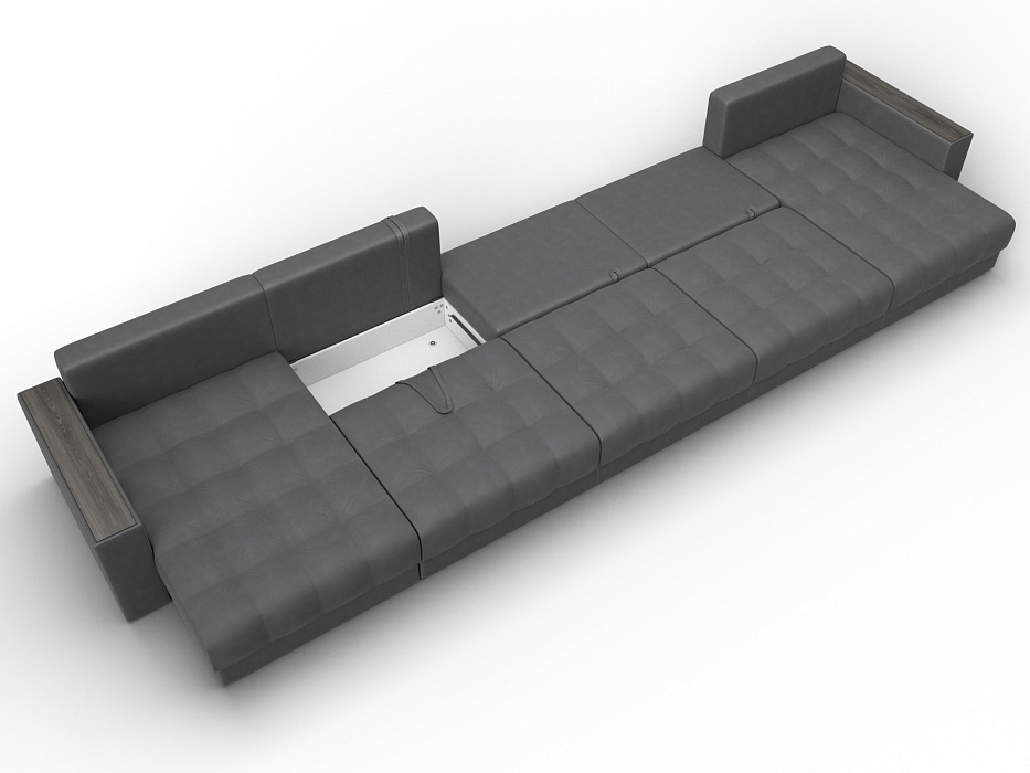 Диван П-образный с декором Лига-049 НПБ Мегалонг (joly 13 серый)