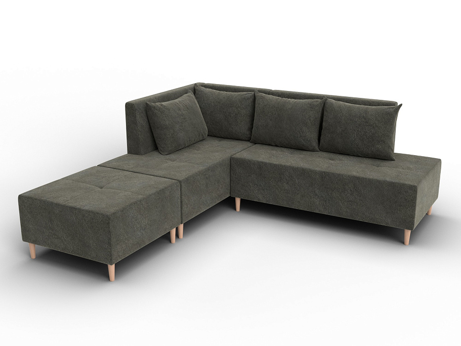 Диван угловой модульный с пуфом Лига-126 угол левый (laim 10 темно-коричневый)