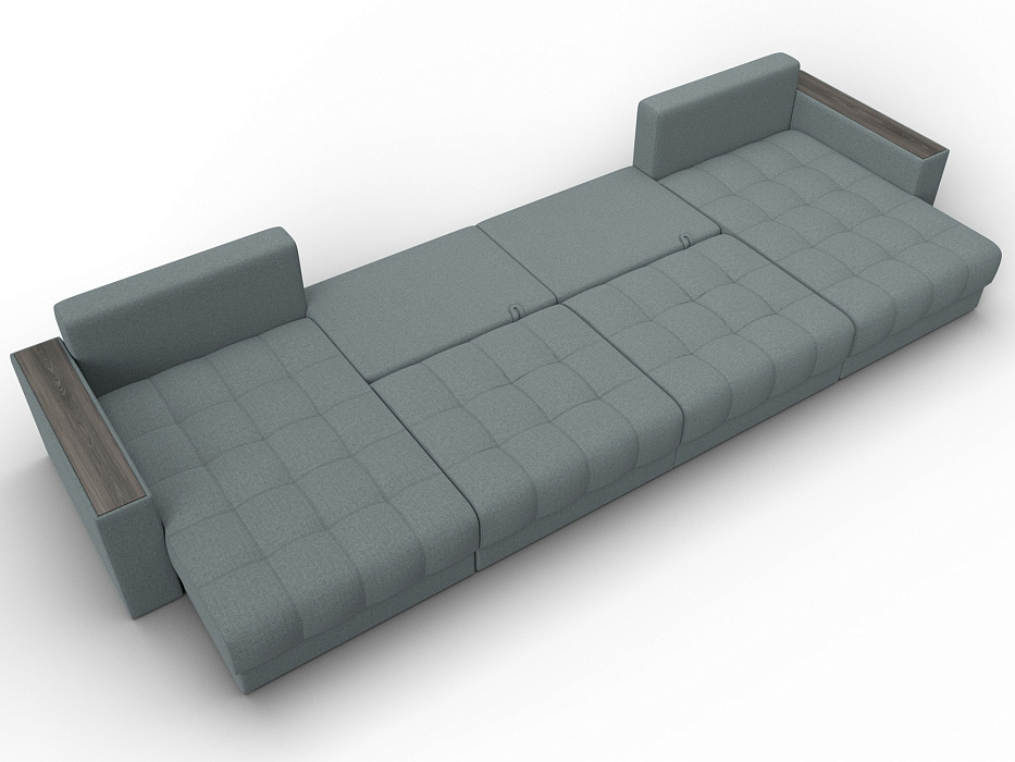 Диван П-образный с декором Лига-049 НПБ Лонг (амур 07 серый)