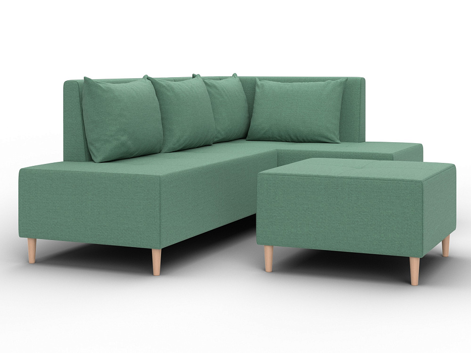 Диван угловой модульный с пуфом Лига-126 угол правый (амур 11 зеленый)