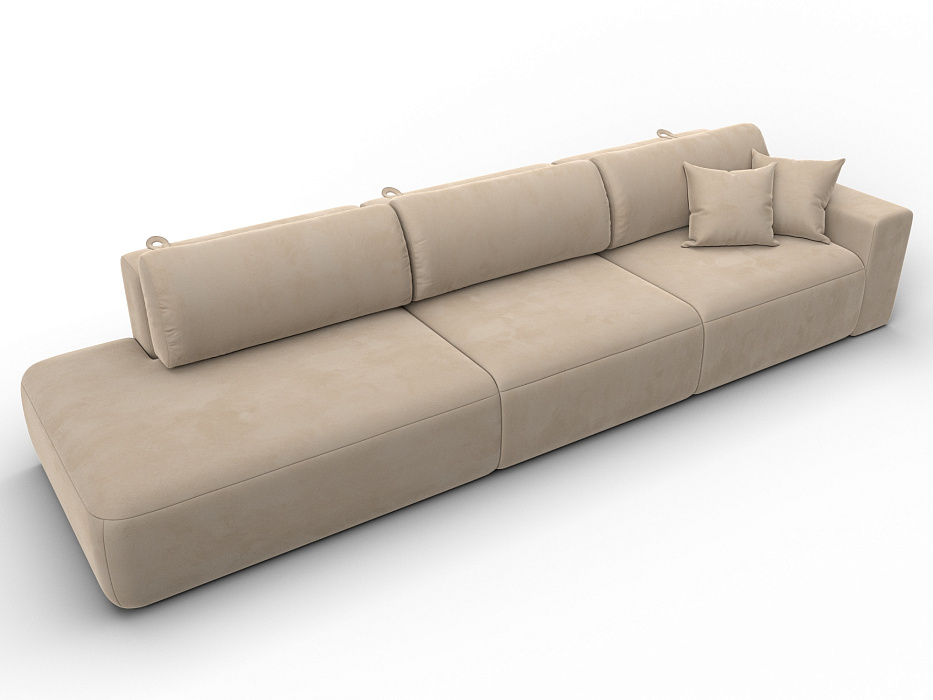 Диван прямой Лига-036 НПБ Модерн Лонг подлокотник справа (seven 729 бежевый)