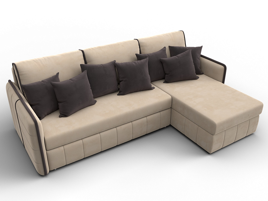 Диван угловой Лига-078 угол универсальный (seven 729 бежевый;seven 727 коричневый)