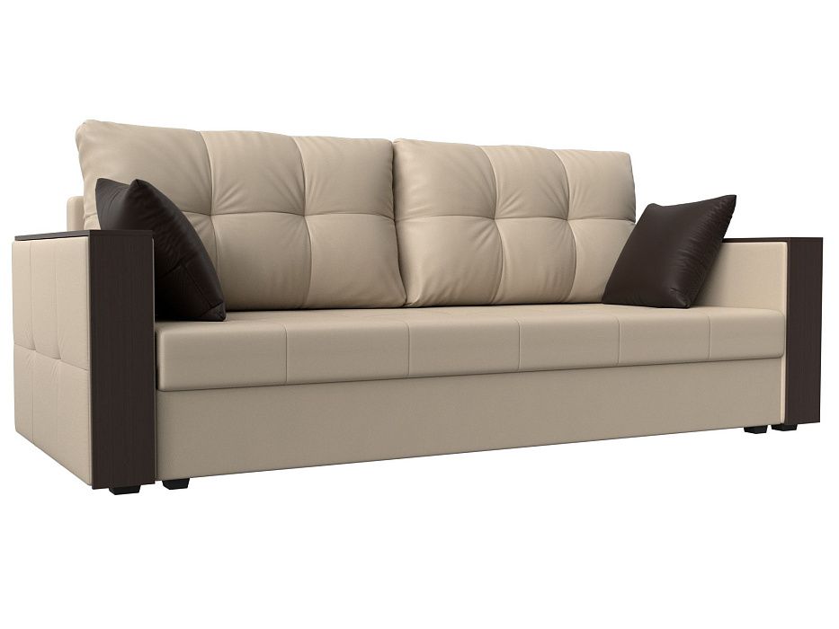 Прямой диван Валенсия Лайт (бежевый\коричневый)