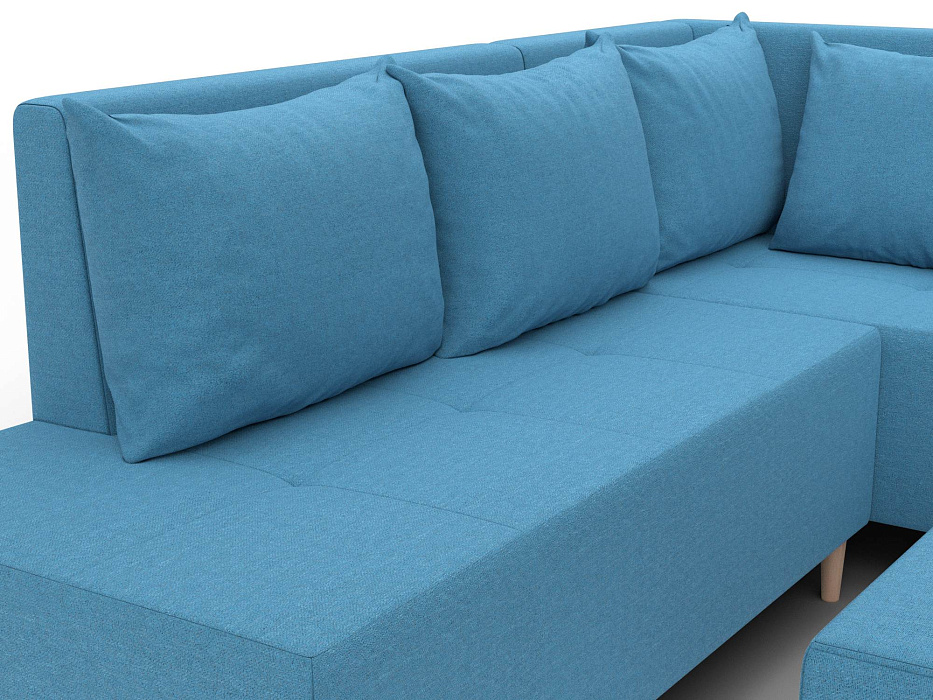 Диван угловой модульный с пуфом Лига-126 угол правый (амур 10 голубой)