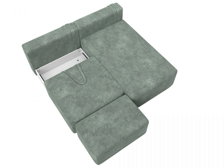 Диван угловой модульный с пуфом Лига-060 НПБ угол универсальный (brut 08 зеленый)