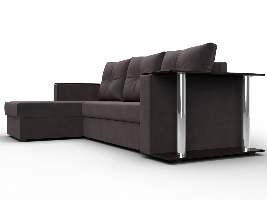 Диван угловой Атланта со столом левый угол (seven 727 коричневый)