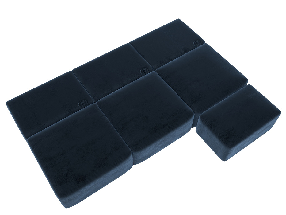 Диван угловой модульный с пуфом Лига-060 НПБ Лонг угол универсальный (tower 13 синий)