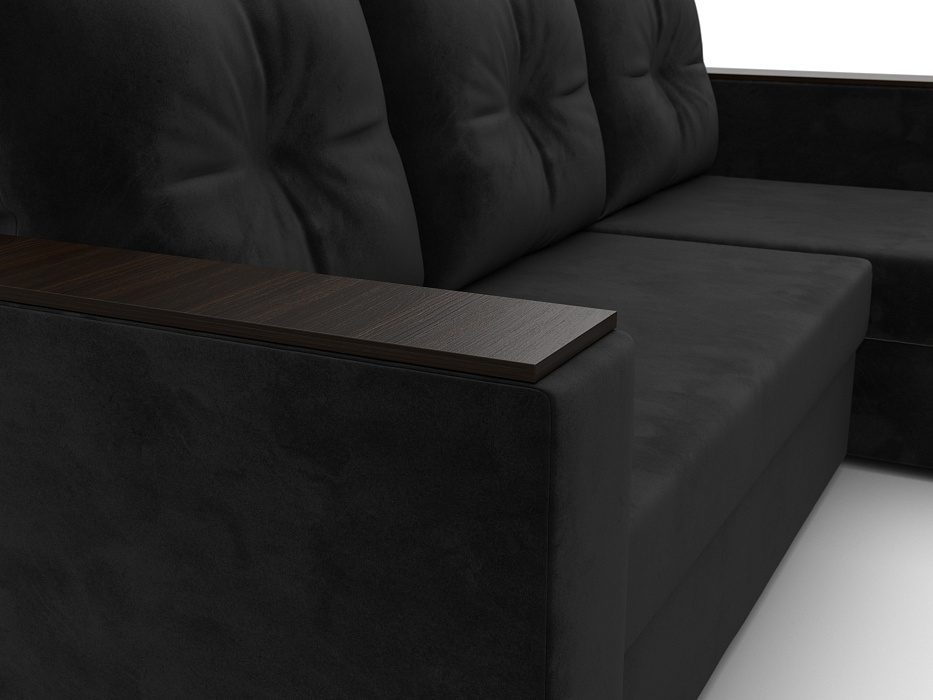 Диван угловой Атланта без стола универсальный угол (seven 35 черный)