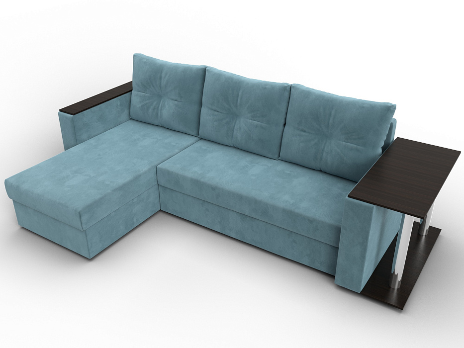 Диван угловой Атланта со столом левый угол (seven 113 бирюзовый)