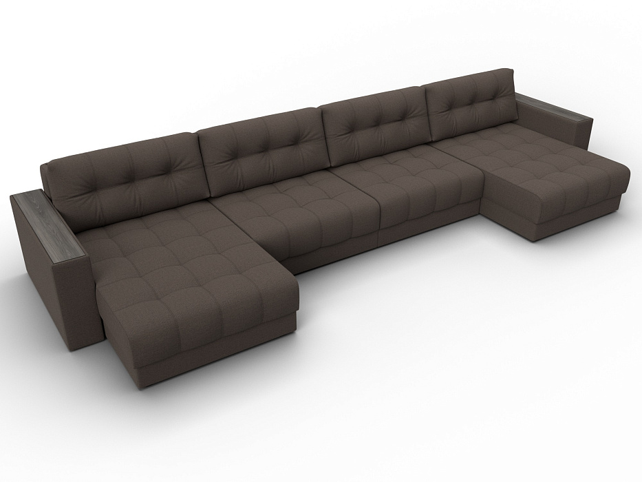 Диван П-образный с декором Лига-049 НПБ Лонг (амур 05 коричневый)