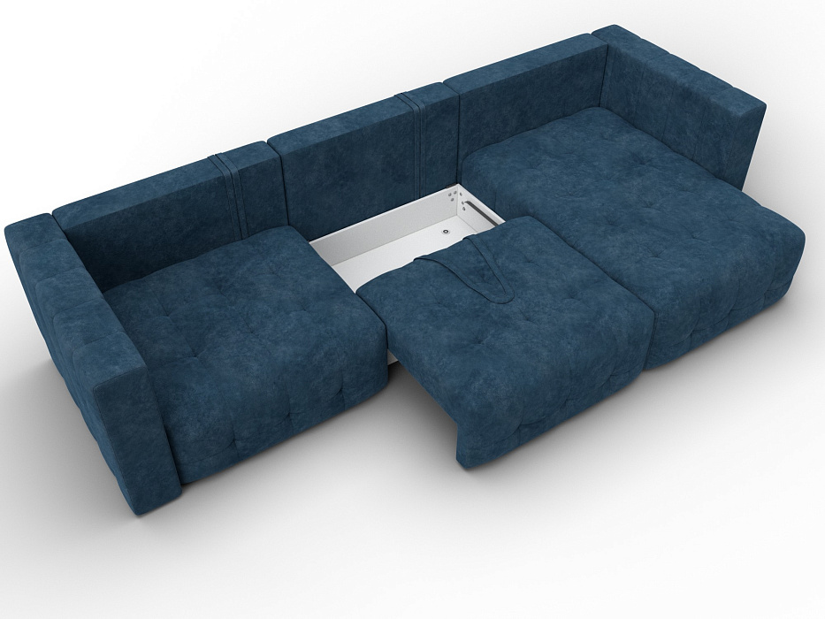 Диван угловой Лига-052 НПБ Лонг угол универсальный (brut 11 синий)
