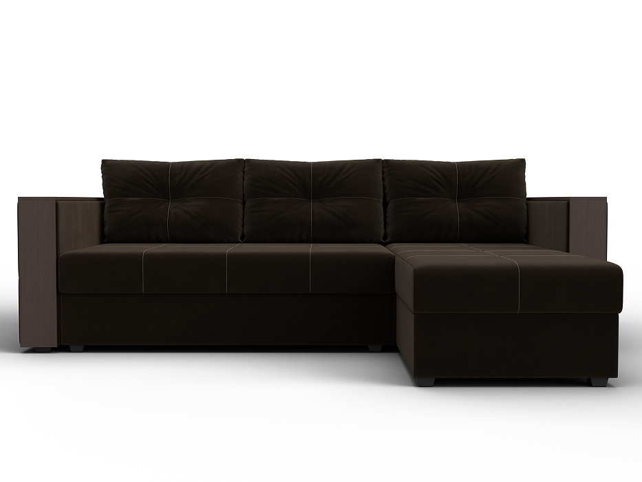 Диван угловой Валенсия Лайт правый угол (коричневый)