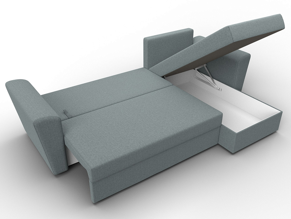 Диван угловой Амстердам Лайт правый угол (амур 07 серый)