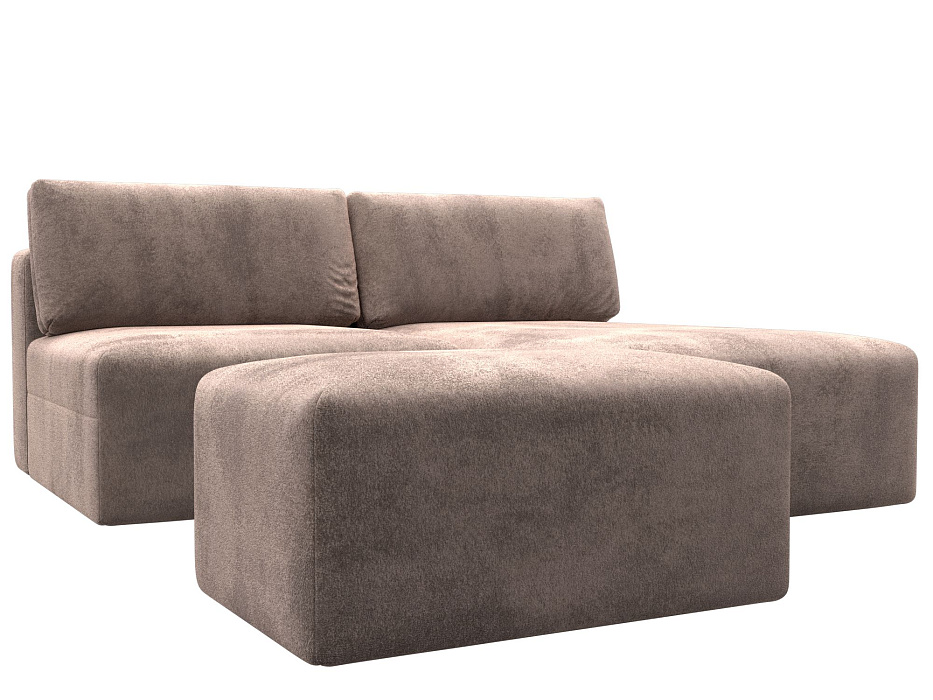 Диван угловой модульный с пуфом Лига-060 НПБ угол универсальный (tower 05 бежевый)