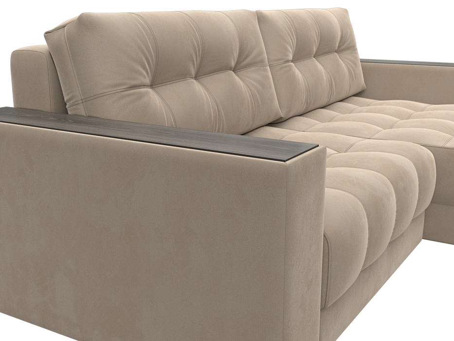 Диван угловой с декором Лига-049 НПБ (seven 729 бежевый)