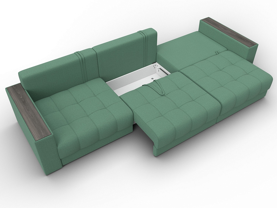 Диван прямой с декором Лига-049 НПБ Лонг (амур 11 зеленый)