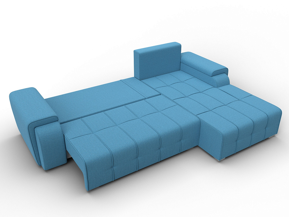 Диван угловой Лига-121 правый угол (амур 10 голубой)