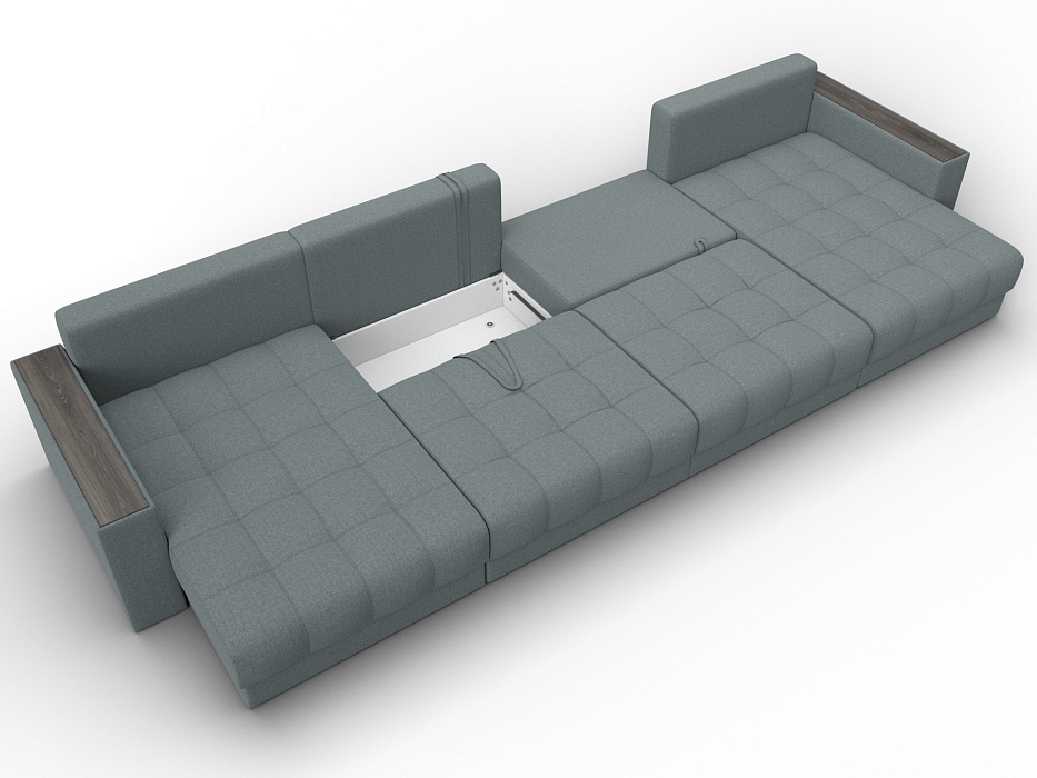 Диван П-образный с декором Лига-049 НПБ Лонг (амур 07 серый)