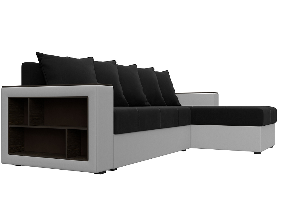 Диван угловой Дубай Лайт правый угол (черный\белый)