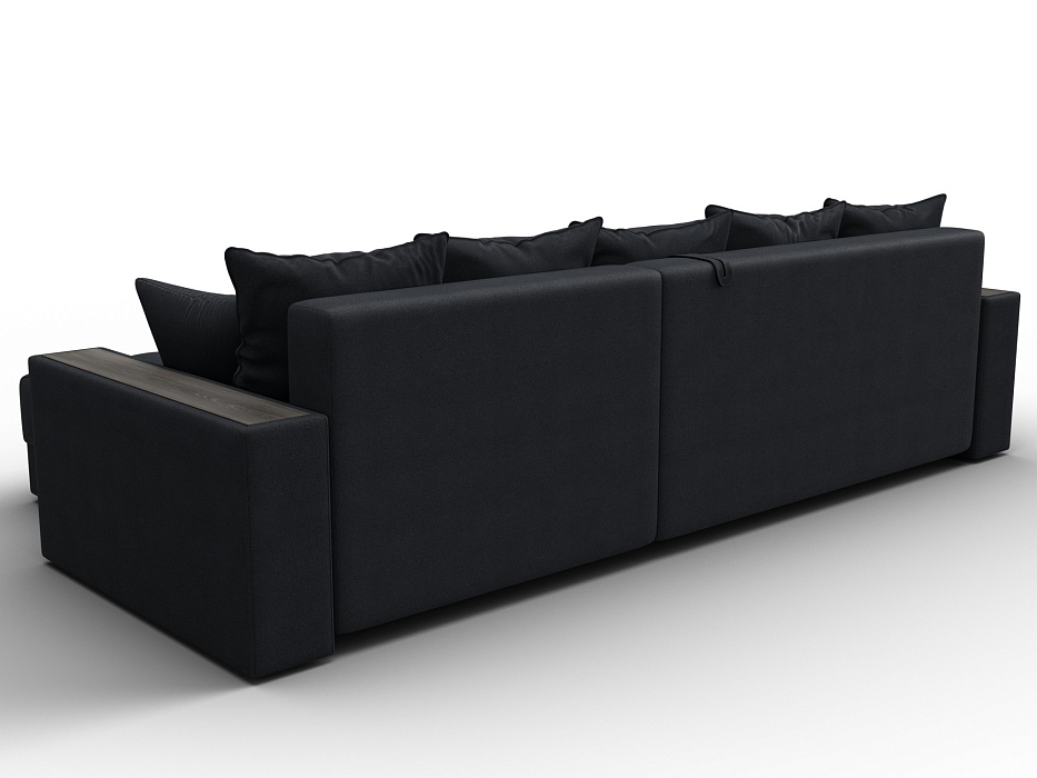 Диван угловой с декором и полкой Лига-050 НПБ (joly 16 темно-серый)