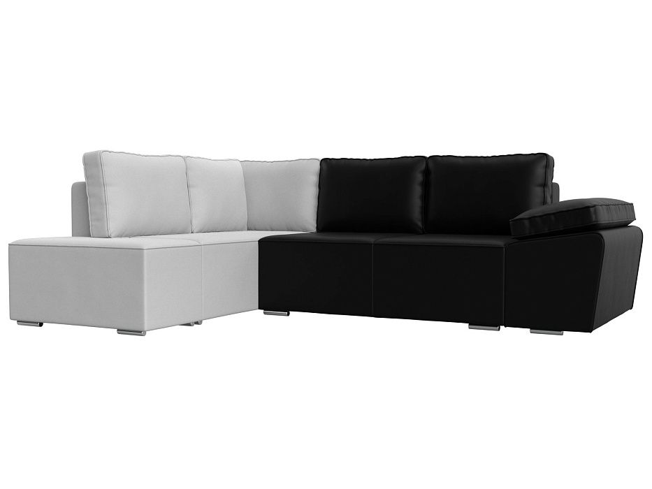 Угловой диван Хьюго левый угол (черный\белый цвет)