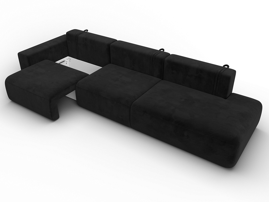 Диван прямой Лига-036 НПБ Модерн Лонг подлокотник слева (черный)