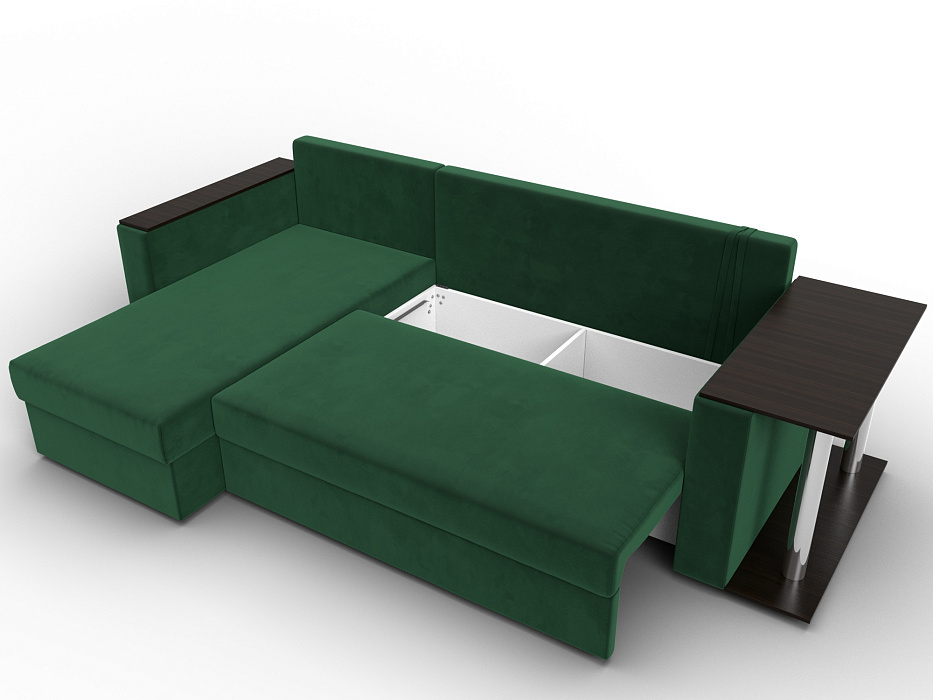 Диван угловой Атланта со столом левый угол (seven 626 зеленый)