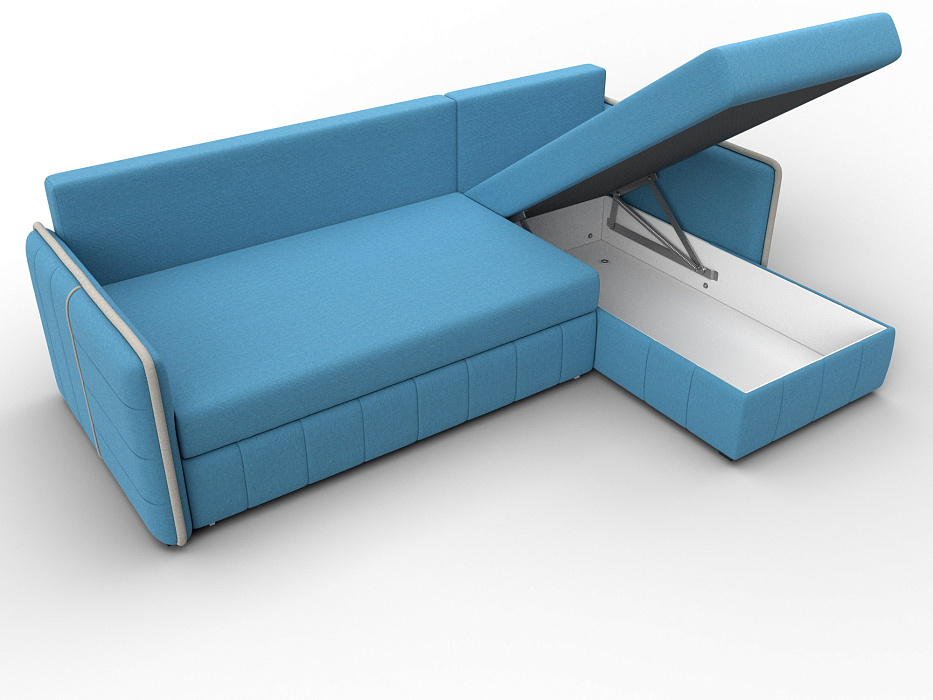 Диван угловой Лига-078 угол универсальный (амур 10 голубой/амур 02 бежевый)