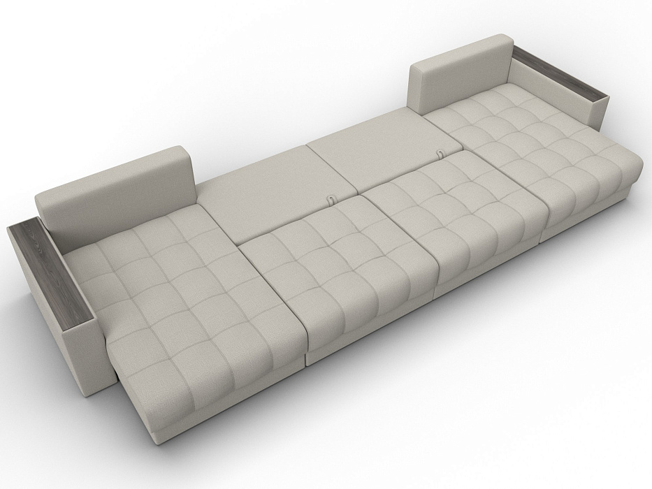 Диван П-образный с декором Лига-049 НПБ Лонг (амур 02 бежевый)