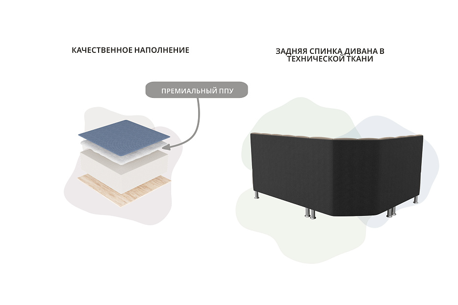 Диван кухонный угловой Кантри левый угол (бежевый)