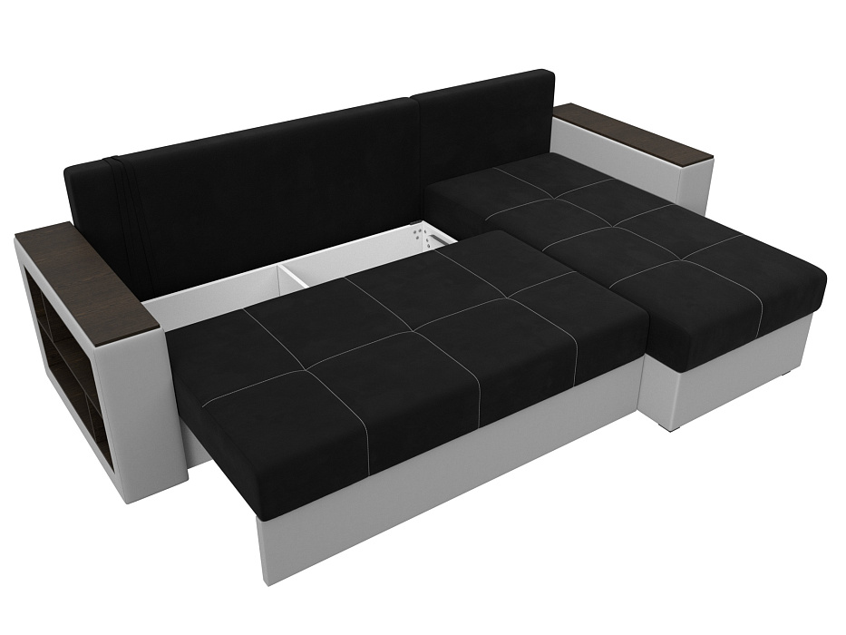 Диван угловой Дубай Лайт правый угол (черный\белый)
