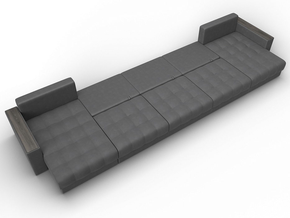 Диван П-образный с декором Лига-049 НПБ Мегалонг (joly 13 серый)