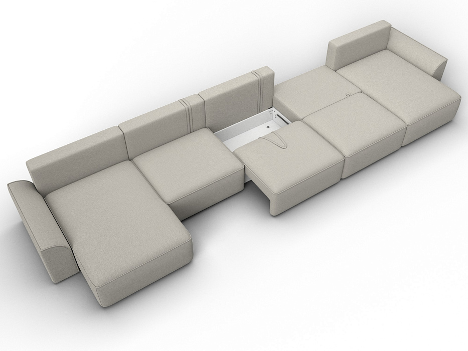 Диван П-образный Лига-048 НПБ МегаЛонг (амур 02 бежевый)