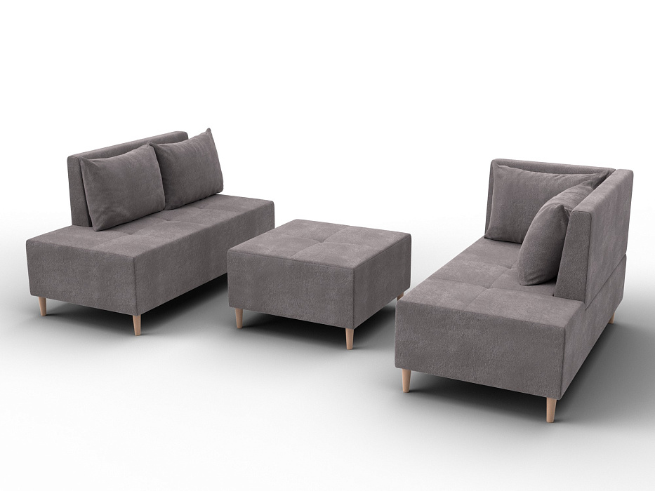 Диван угловой модульный с пуфом Лига-126 угол правый (laim 04 бежевый)