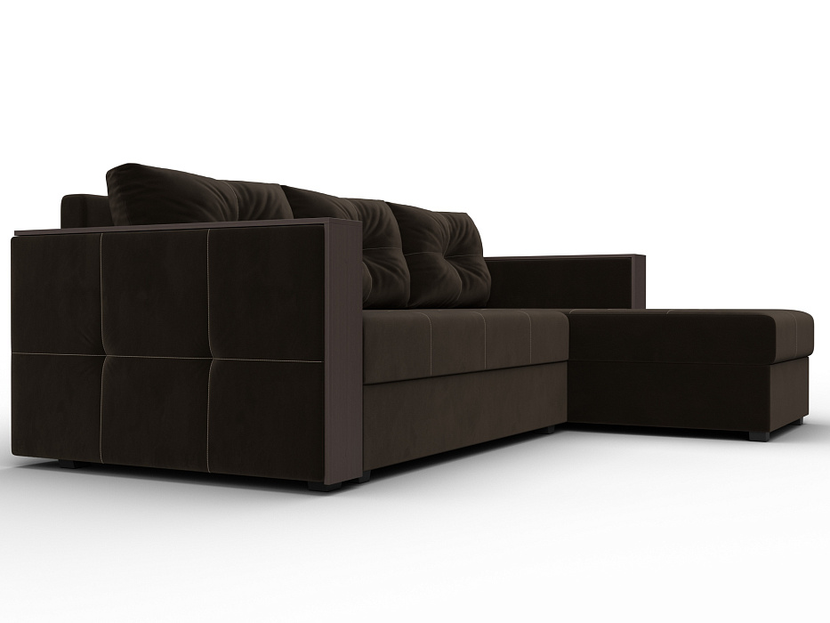 Диван угловой Валенсия Лайт правый угол (коричневый)