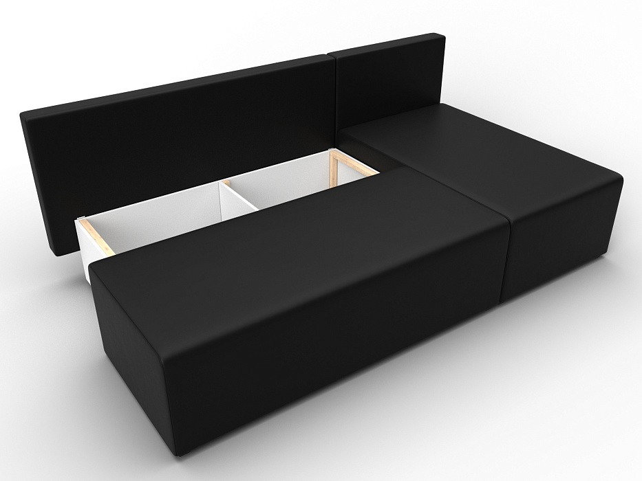 Диван угловой Поло правый угол (черный)