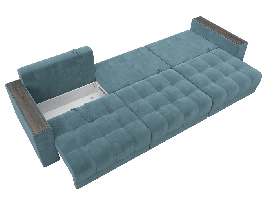 Диван прямой с декором Лига-049 НПБ Лонг (seven 113 бирюзовый)