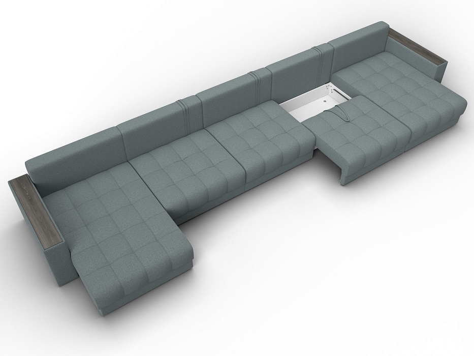 Диван П-образный с декором Лига-049 НПБ Мегалонг (амур 07 серый)