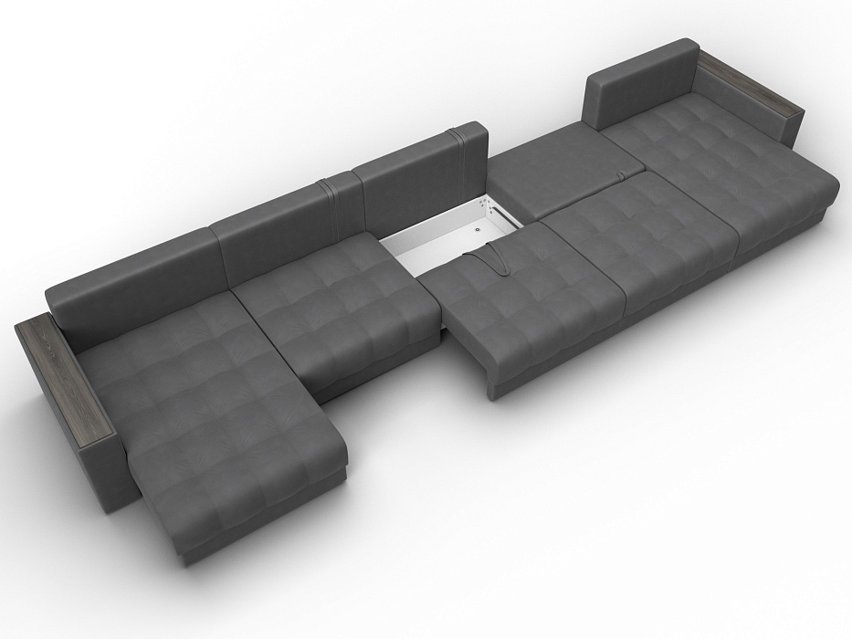 Диван П-образный с декором Лига-049 НПБ Мегалонг (joly 13 серый)