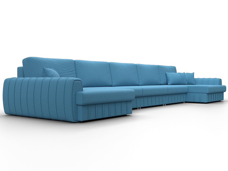 Диван П-образный Лига-057 НПБ МегаЛонг (амур 10 голубой)