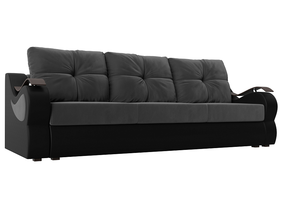 Прямой диван Меркурий еврокнижка (серый\черный)