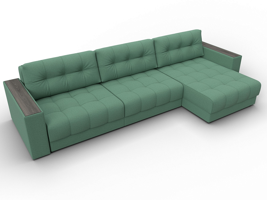 Диван угловой с декором Лига-049 НПБ Лонг (амур 11 зеленый)
