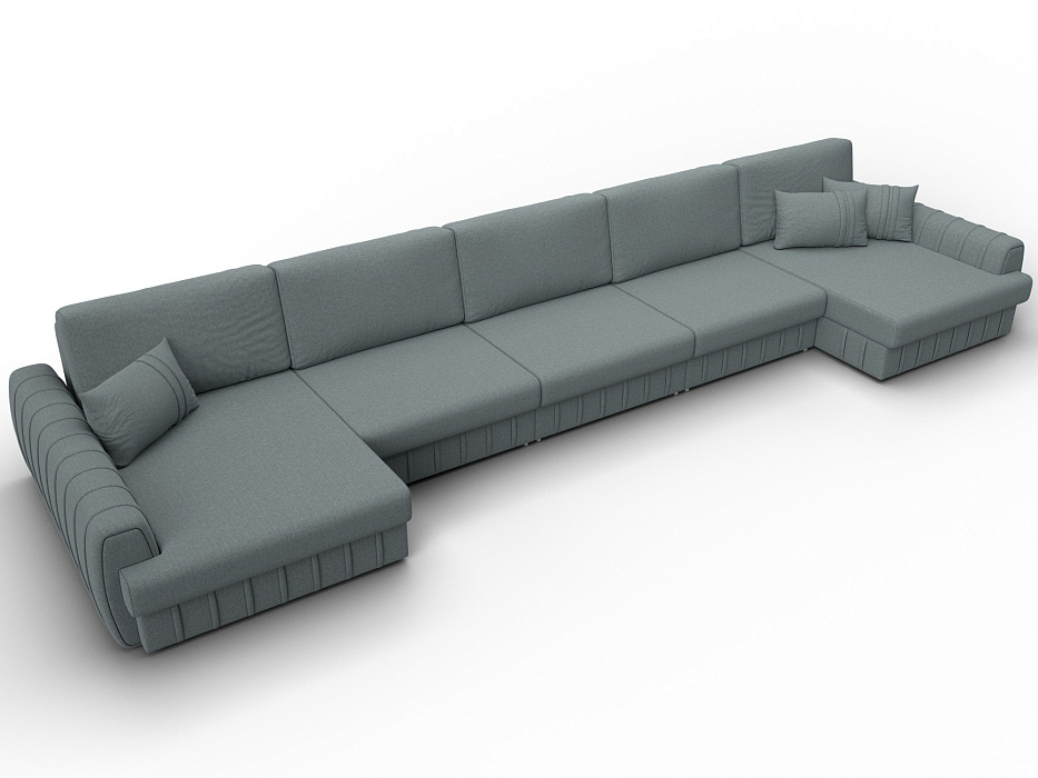 Диван П-образный Лига-057 НПБ МегаЛонг (амур 07 серый)