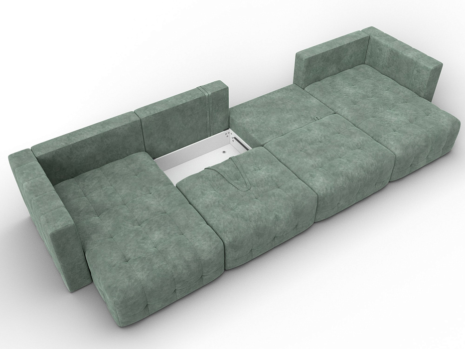 Диван П-образный Лига-052 НПБ Лонг (brut 08 зеленый)