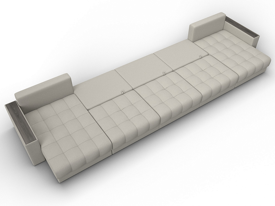 Диван П-образный с декором Лига-049 НПБ Мегалонг (амур 02 бежевый)