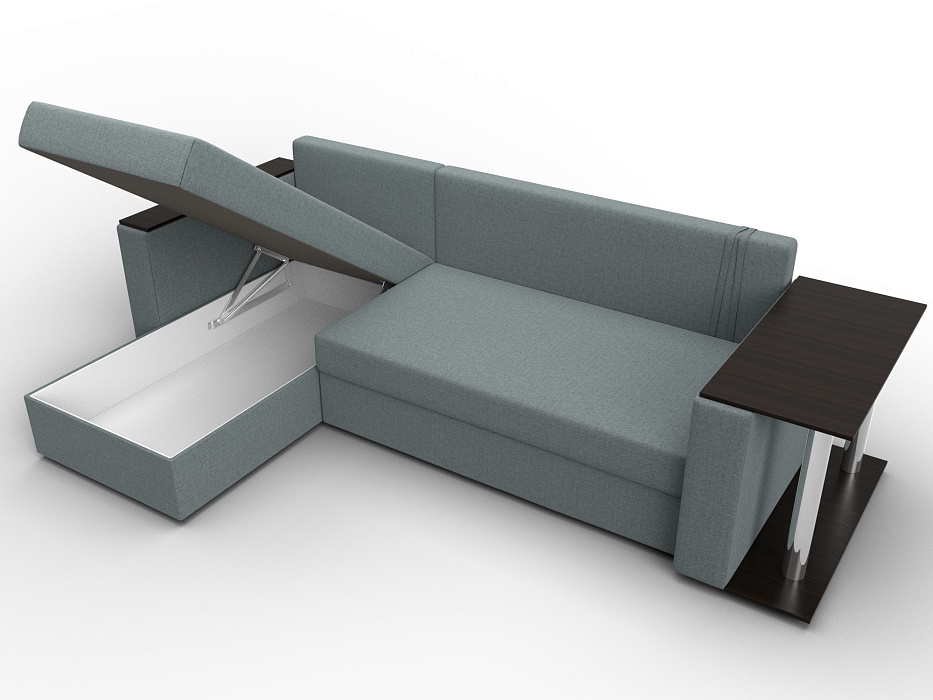 Диван угловой Атланта со столом левый угол (амур 07 серый)