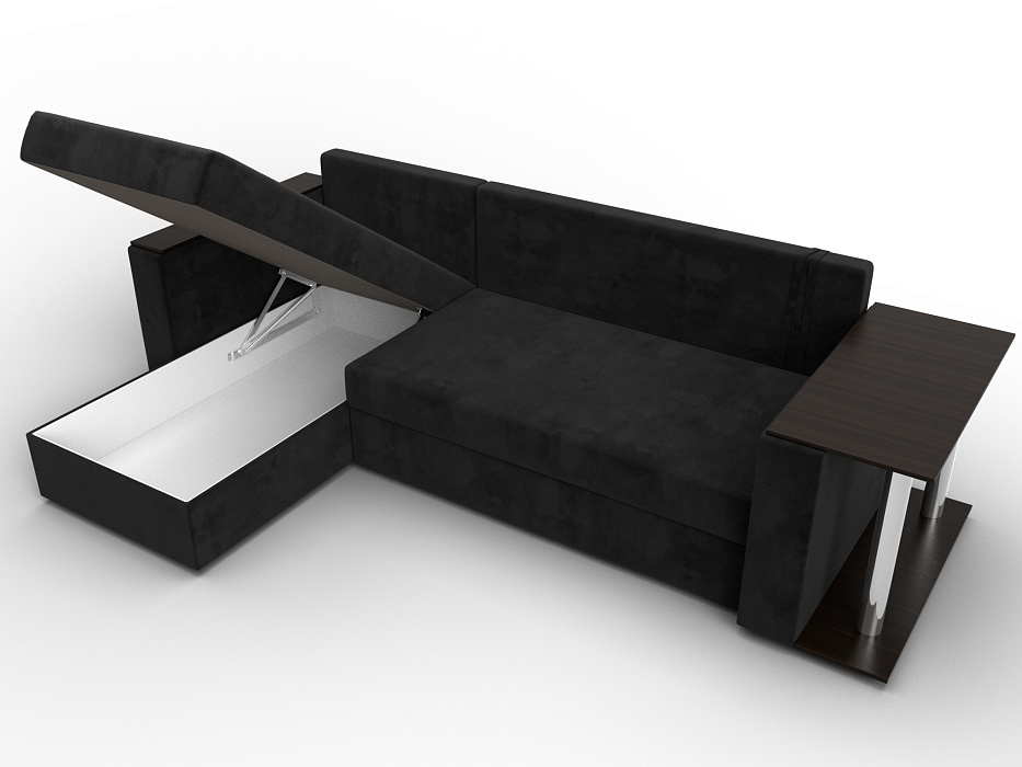 Диван угловой Атланта со столом левый угол (seven 35 черный)