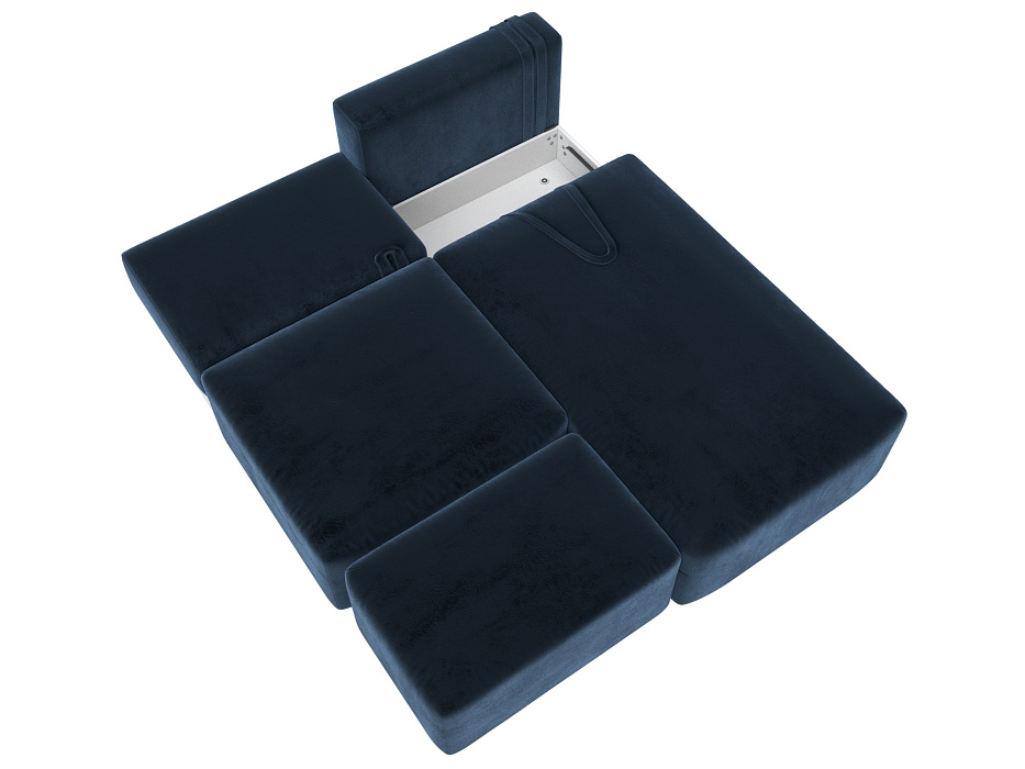 Диван угловой модульный с пуфом Лига-060 НПБ угол универсальный (tower 13 синий)